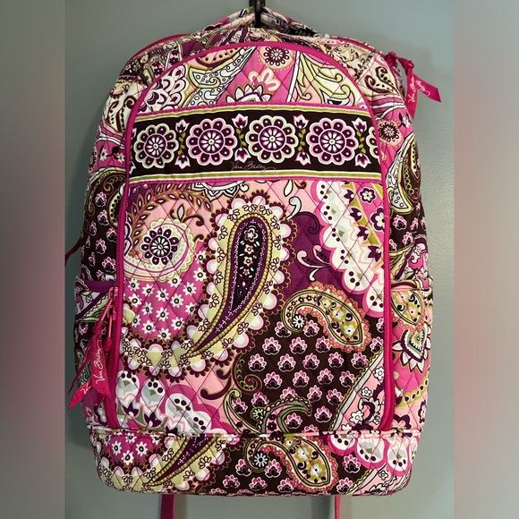 Vera Bradley Laptop Campus Backpack in "Very Berry Paisley" Pattern - Picture 2 of 7